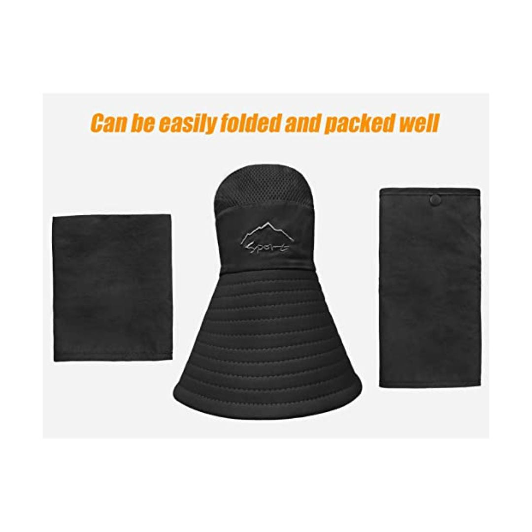 Flap Wide Brim Fishing Hat (Color: Black)