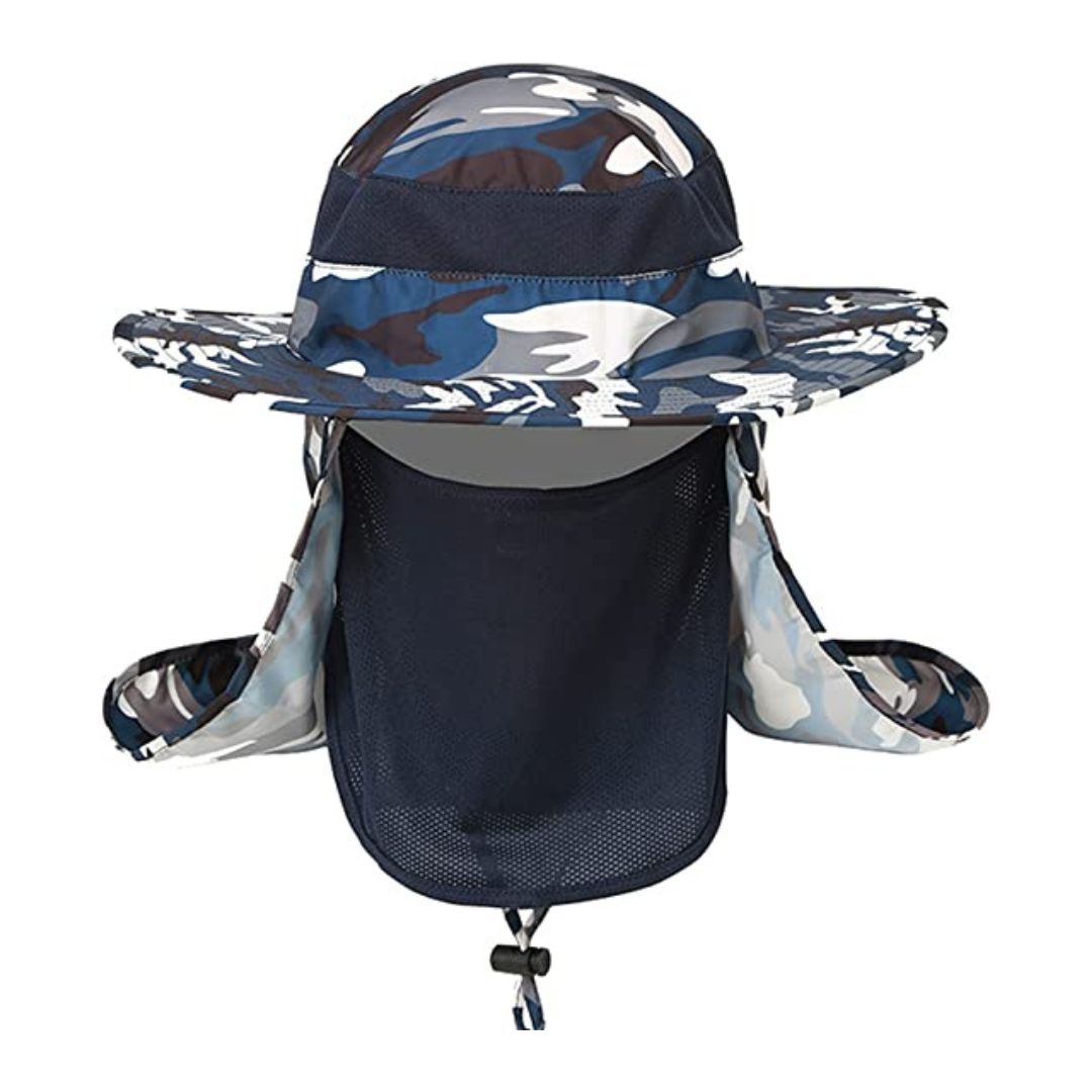 Flap Wide Brim Fishing Hat (Color:  Blue)